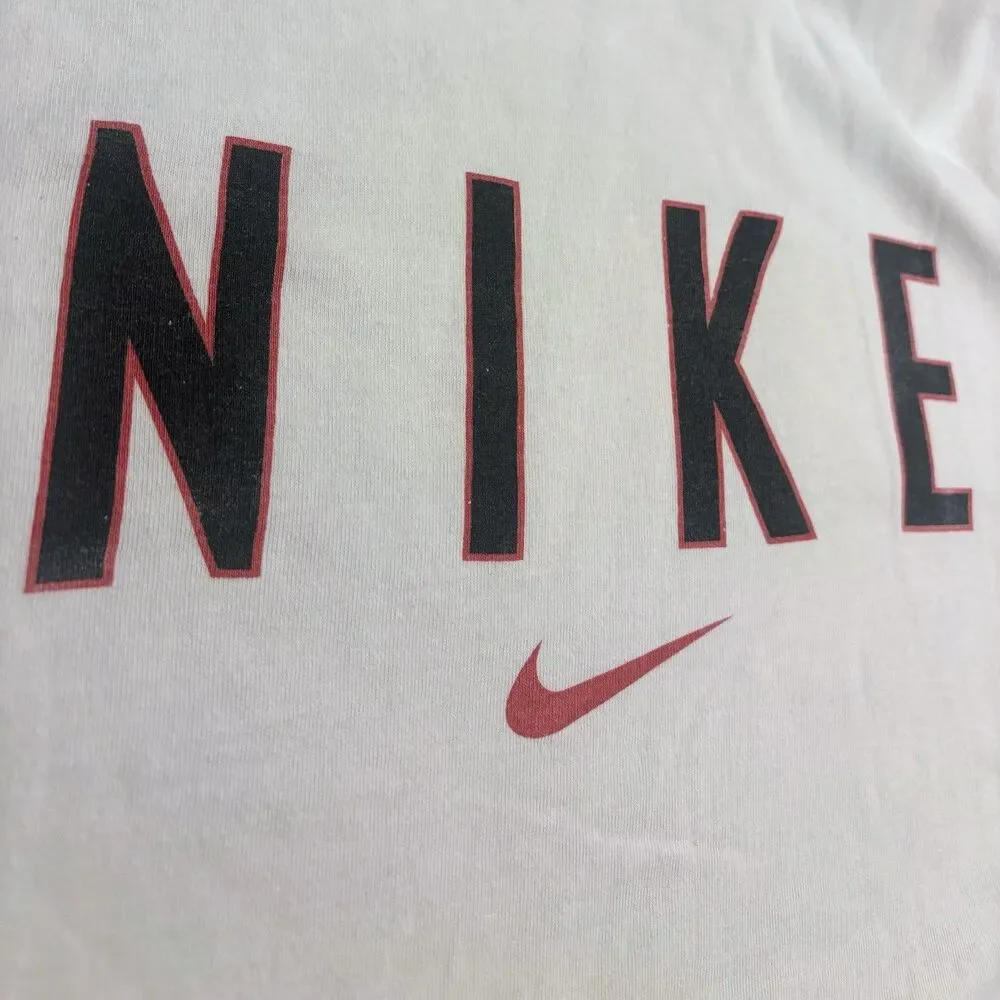 Vintage 90s Y2K Made In USA Nike Large White Ringer Tee Rare White Tag VTG